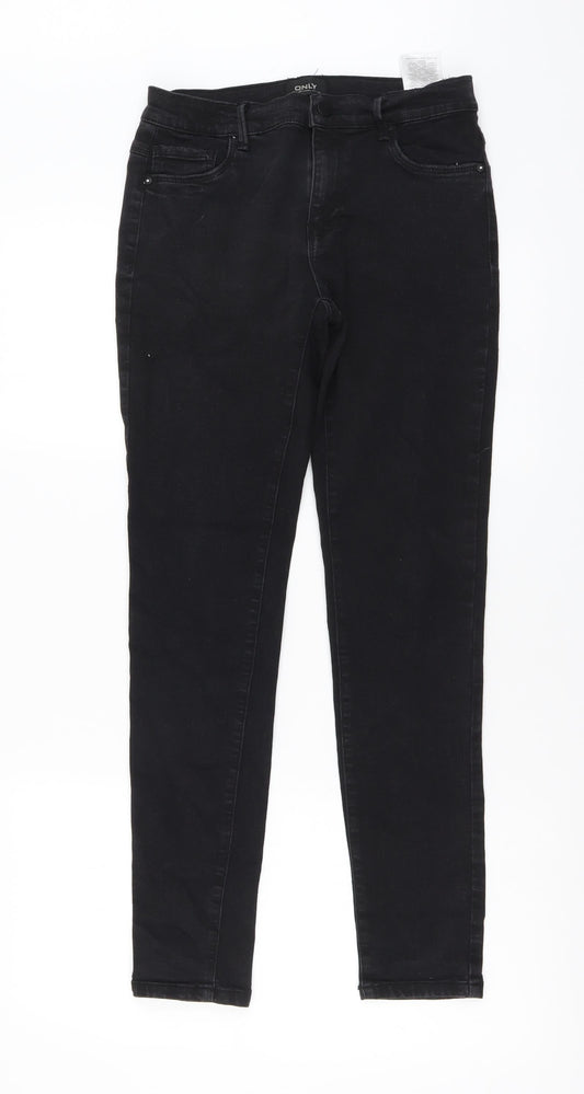 Only Womens Black Cotton Skinny Jeans Size M L28 in Regular Button