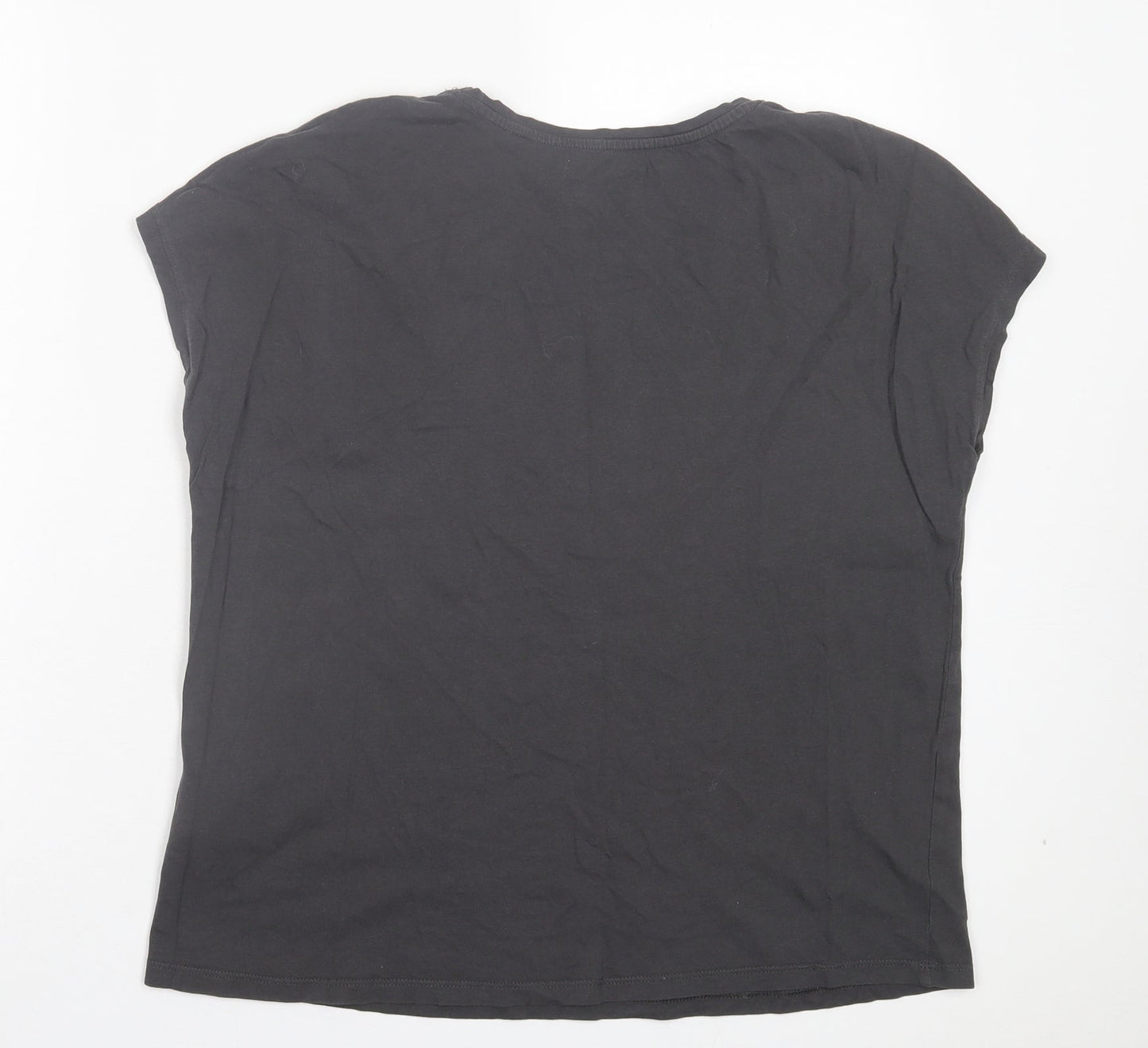 RESERVED Womens Grey Cotton Basic T-Shirt Size L Crew Neck