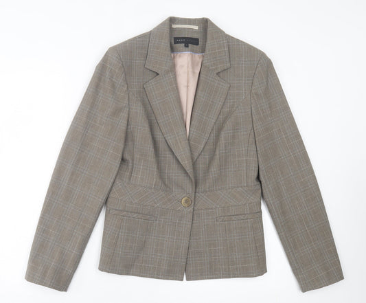 NEXT Womens Grey Plaid Jacket Blazer Size 12 Button