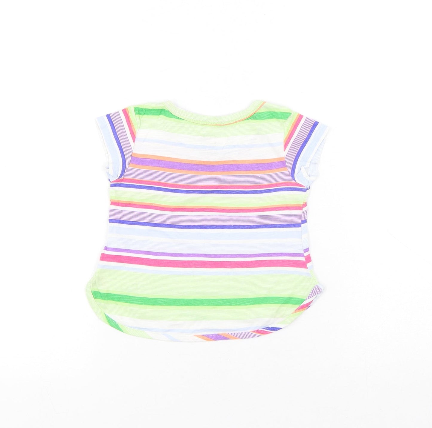 Gap Girls Multicoloured Striped Cotton Basic T-Shirt Size 12-18 Months Round Neck