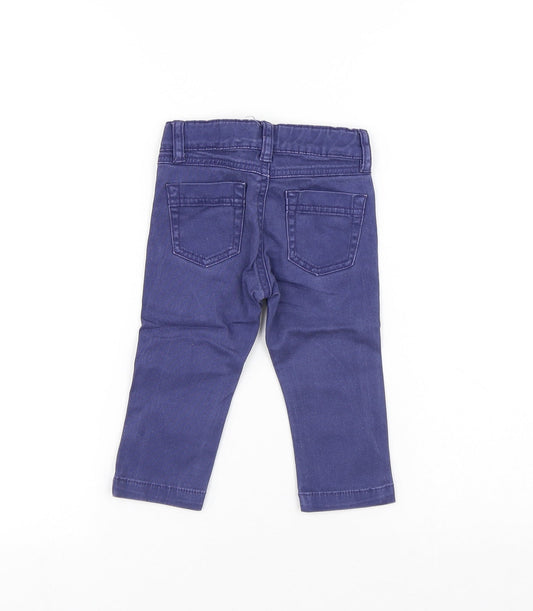 United Colors of Benetton Boys Blue Cotton Capri Jeans Size 12 Months Button