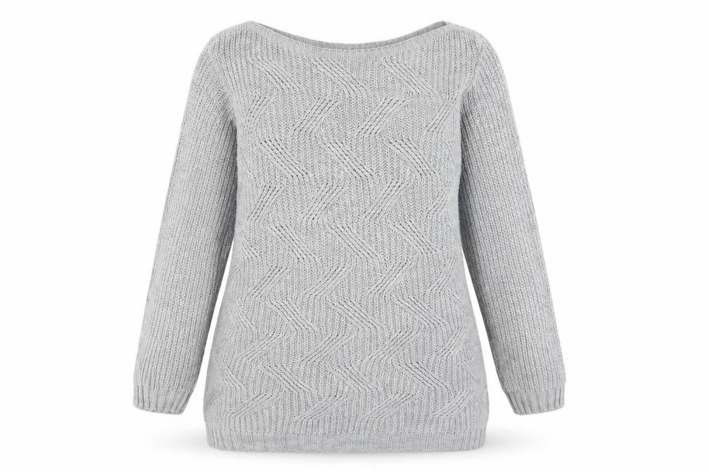 Bassini Womens Grey Round Neck Acrylic Pullover Jumper Size L