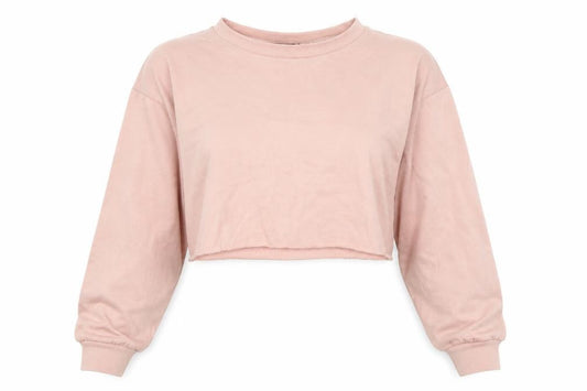 PRETTYLITTLETHING Womens Pink Cotton Pullover Sweatshirt Size 6 - Cropped