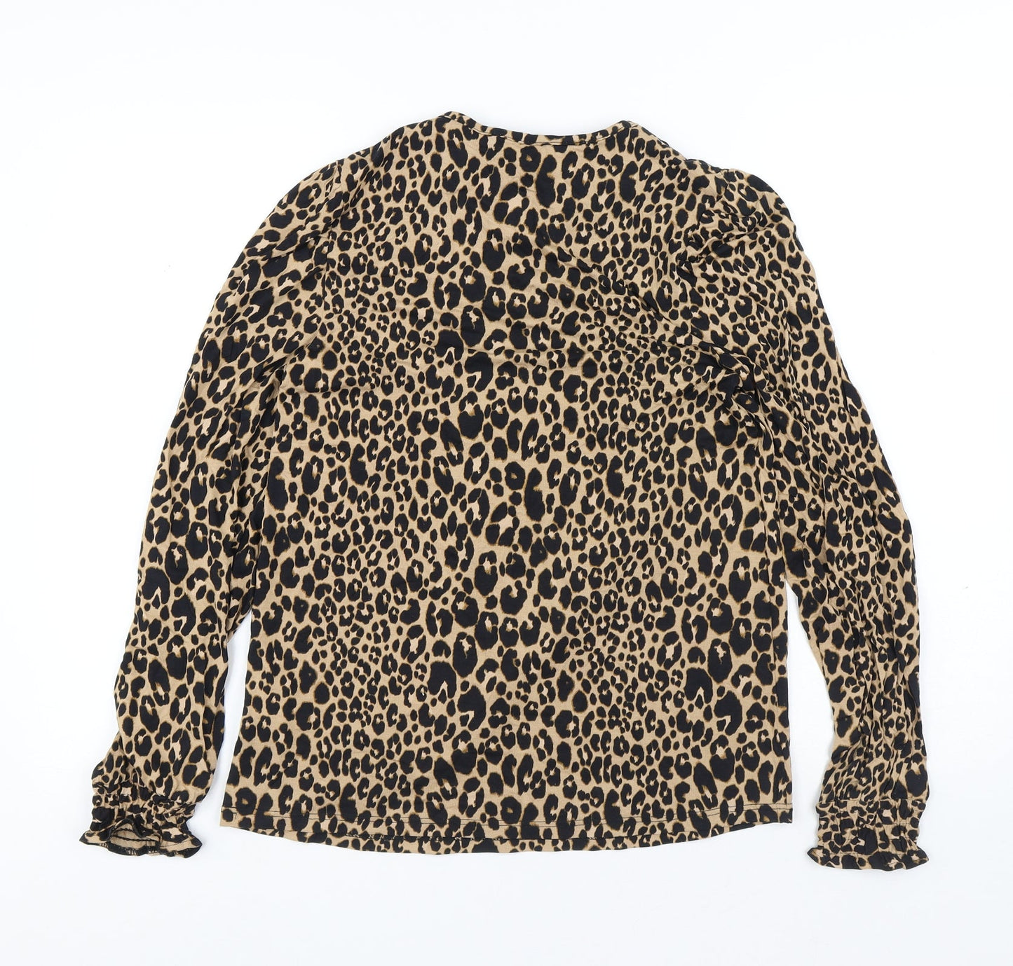 NEXT Womens Multicoloured Animal Print Viscose Basic T-Shirt Size 6 Round Neck - Leopard Print