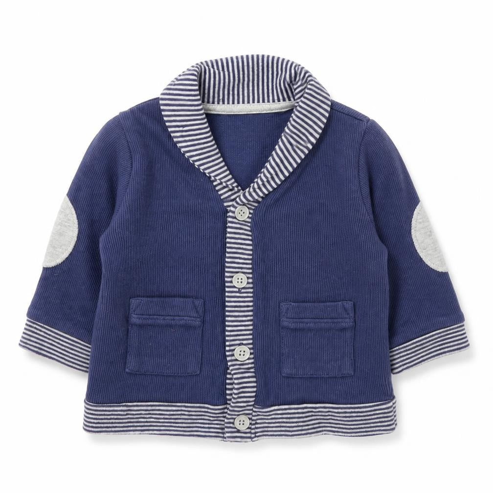 George Boys Blue Striped Cotton Cardigan Jumper Size 3-6 Months Button