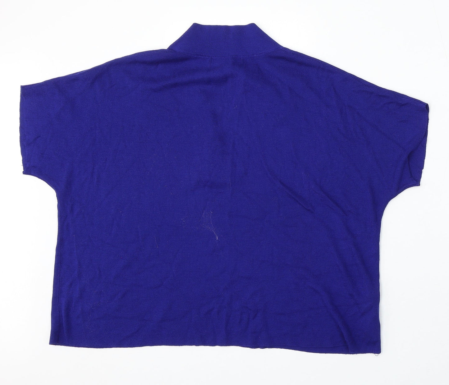 Mango Womens Blue V-Neck Acrylic Pullover Jumper Size M