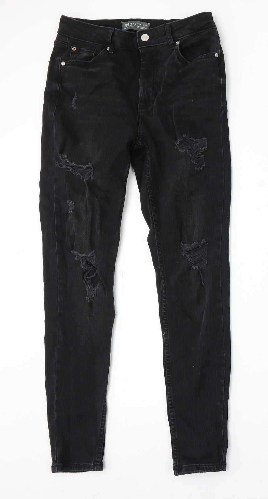 Denim & Co. Womens Black Cotton Skinny Jeans Size 10 L28 in Regular Button