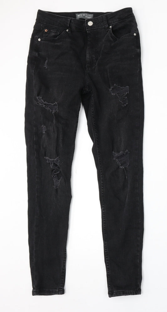 Denim & Co. Womens Black Cotton Skinny Jeans Size 10 L28 in Regular Button