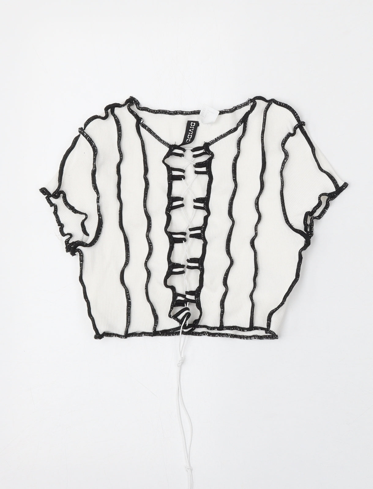 Divided by H&M Womens White Polyester Basic T-Shirt Size S Round Neck