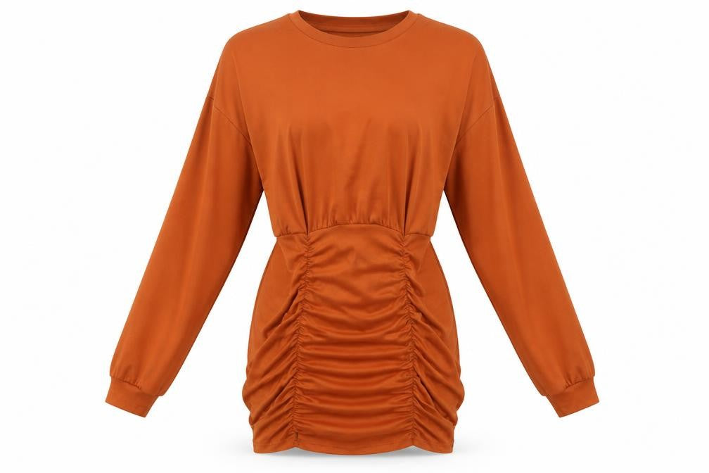 SheIn Womens Brown Polyester Mini Size S Crew Neck Pullover