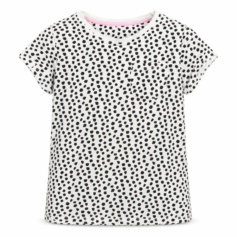 George Girls White Animal Print 100% Cotton Basic T-Shirt Size 8-9 Years Round Neck Pullover