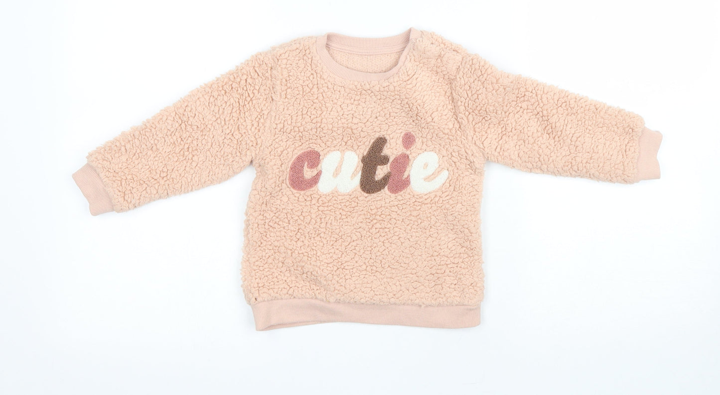 Nutmeg Girls Pink Polyester Pullover Sweatshirt Size 2 Years Pullover - Cutie