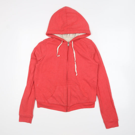 Hollister Womens Red Cotton Full Zip Hoodie Size S Zip