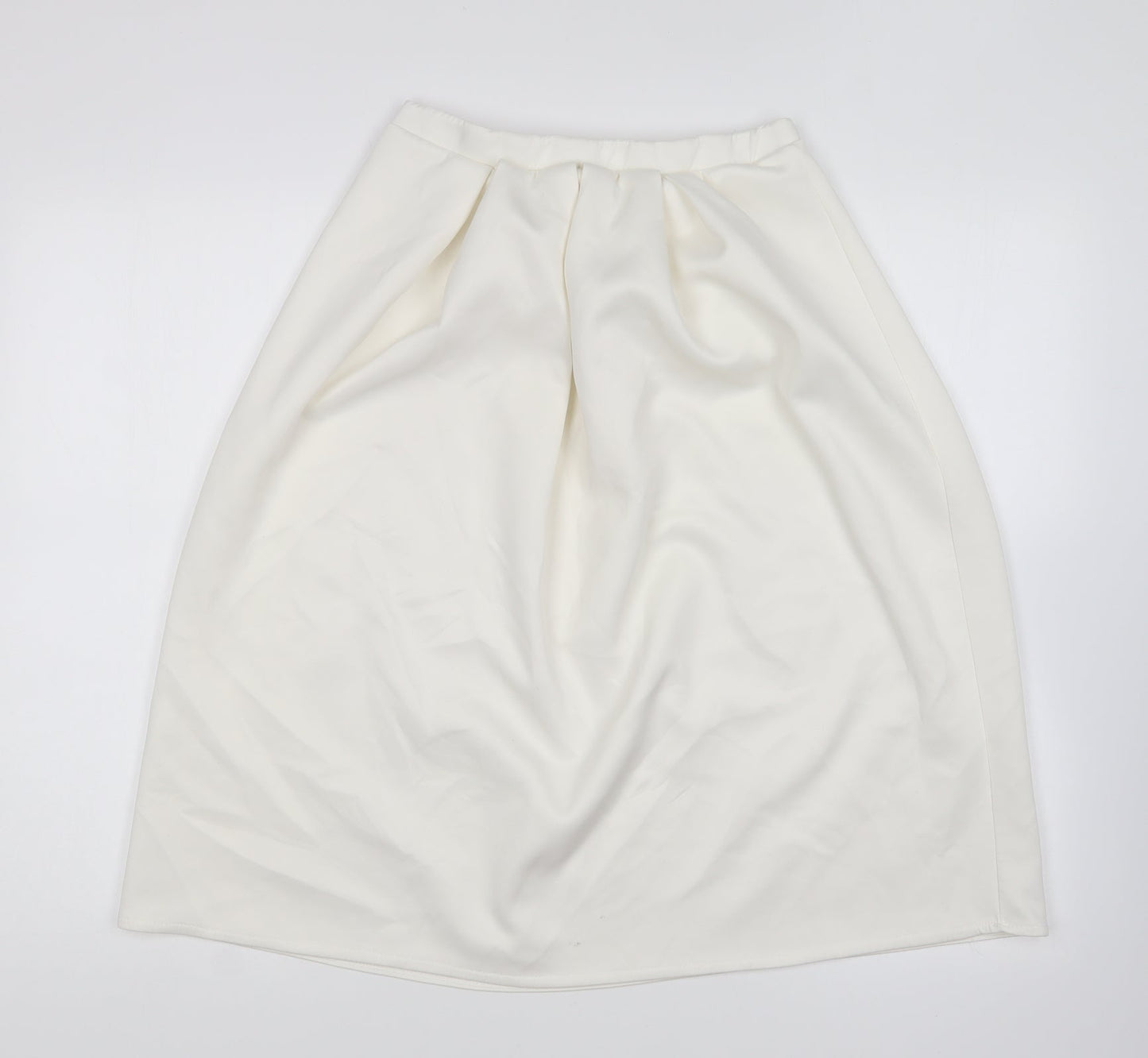 Preworn Womens Ivory Polyester Pleated Skirt Size 12