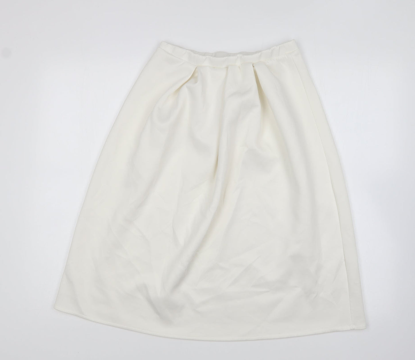 Preworn Womens Ivory Polyester Pleated Skirt Size 12
