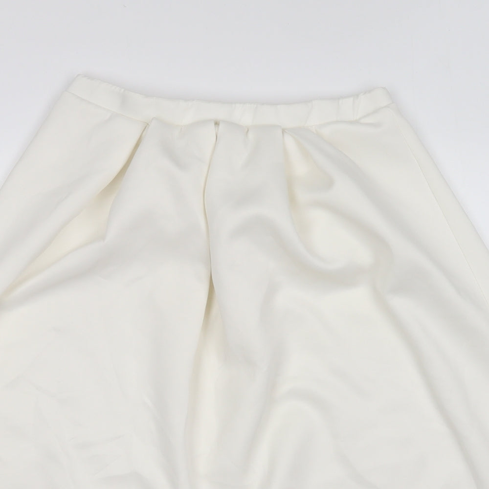 Preworn Womens Ivory Polyester Pleated Skirt Size 12