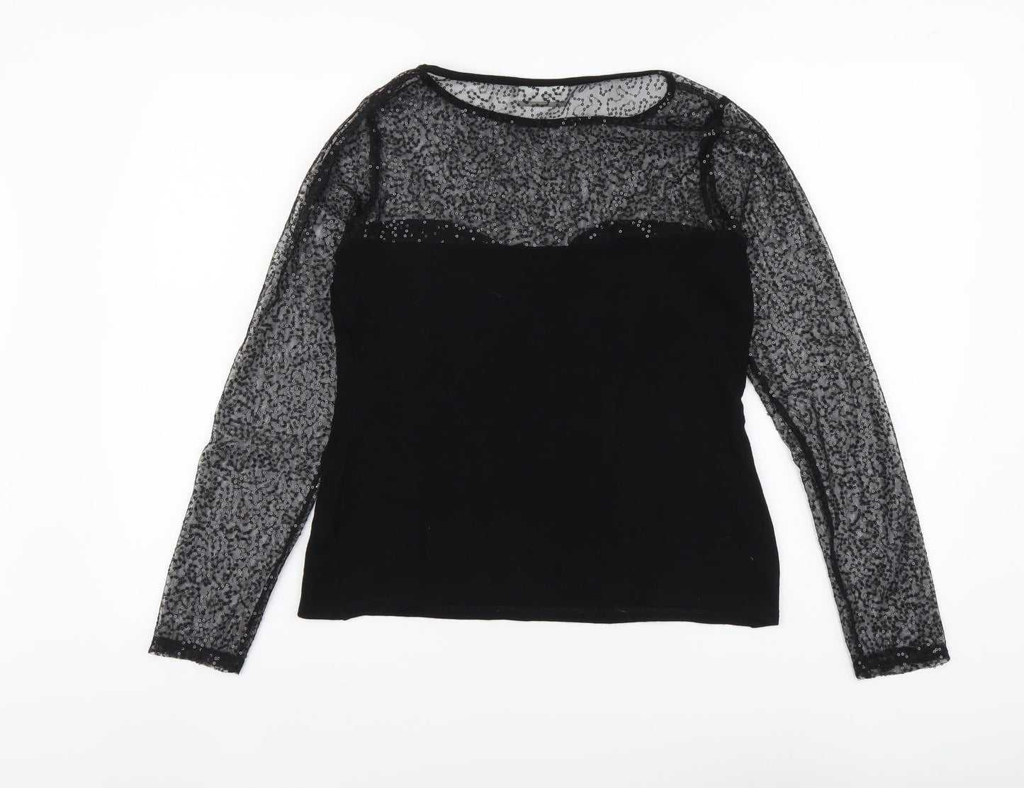 Wallis Womens Black Viscose Basic Blouse Size 10 Round Neck