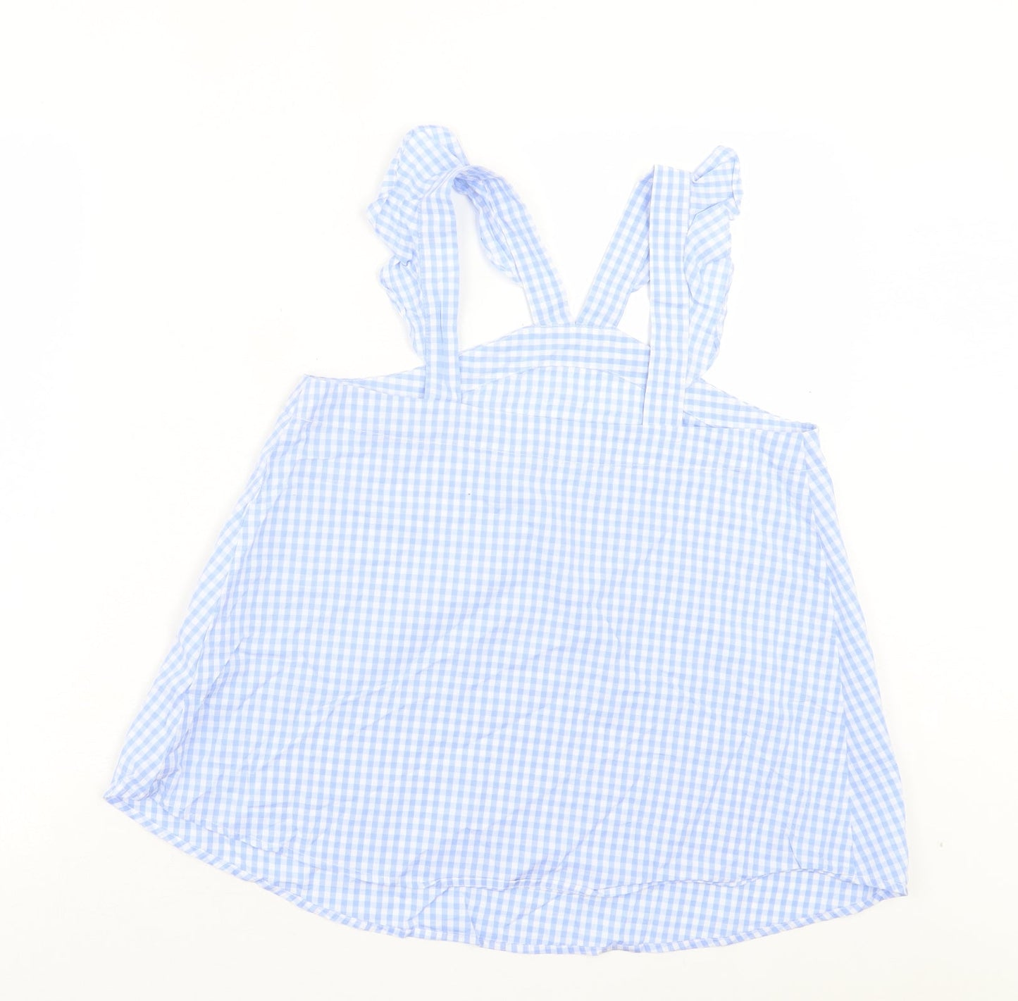 River Island Womens Blue Check Cotton Basic Tank Size 8 Halter