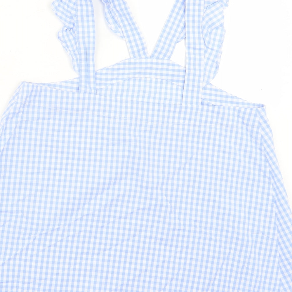River Island Womens Blue Check Cotton Basic Tank Size 8 Halter