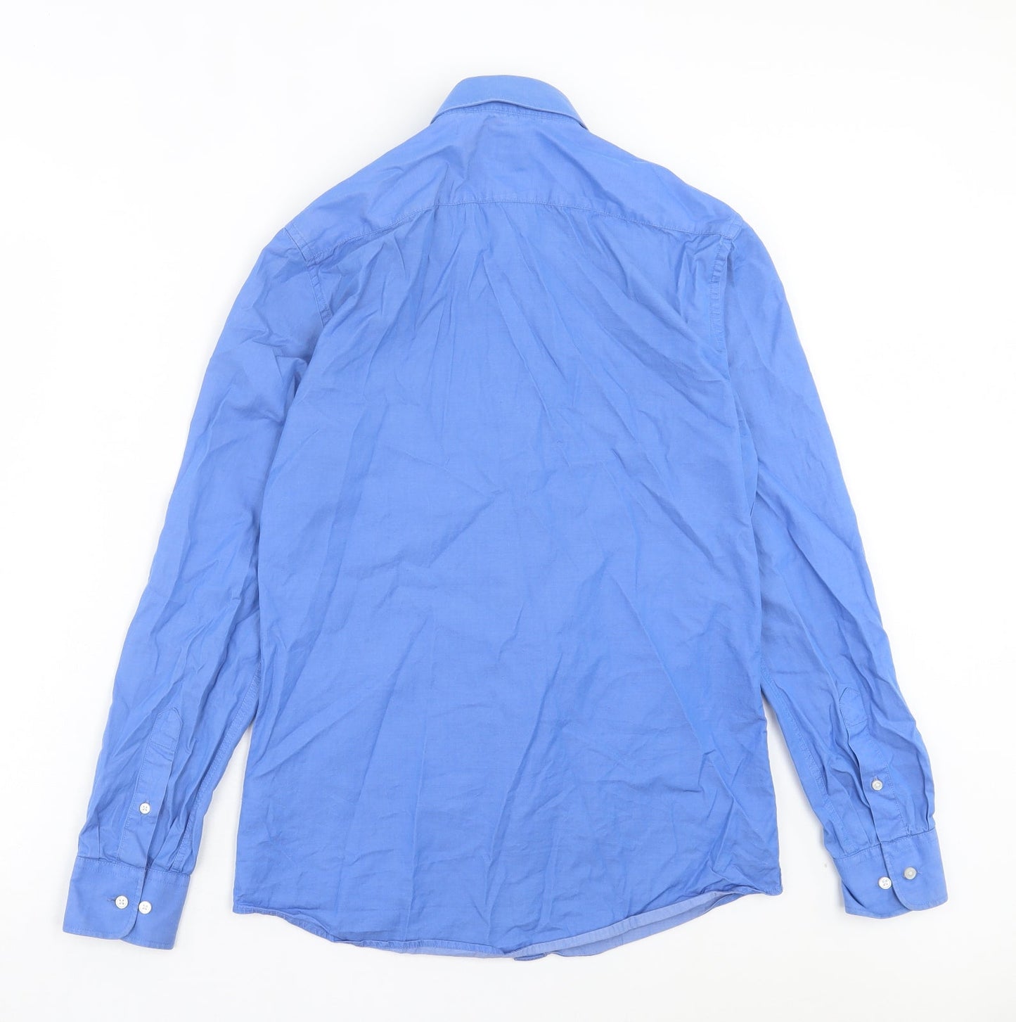 H&M Mens Blue Cotton Button-Up Size S Collared Button