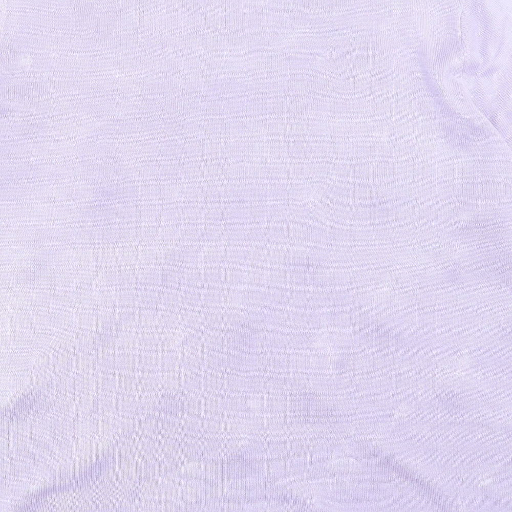 Bonmarch Womens Purple Acrylic Basic T-Shirt Size L Crew Neck