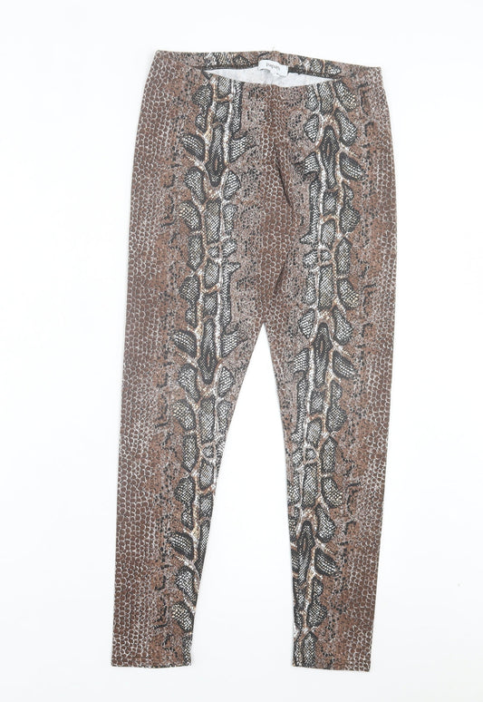 Papaya Womens Brown Animal Print Polyester Capri Trousers Size 10 L27 in Regular - Snake Print