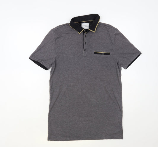 Nineteen Twenty Two Mens Grey Cotton Polo Size S Collared Button