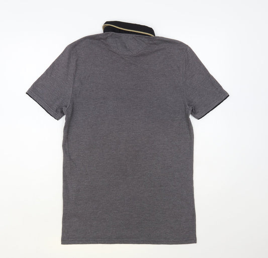 Nineteen Twenty Two Mens Grey Cotton Polo Size S Collared Button