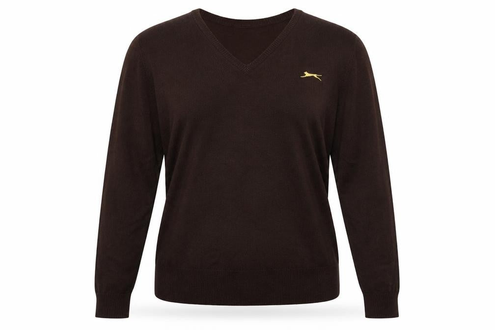Womens UK XL Regular Slazenger Brown Pullover Tight-Knit