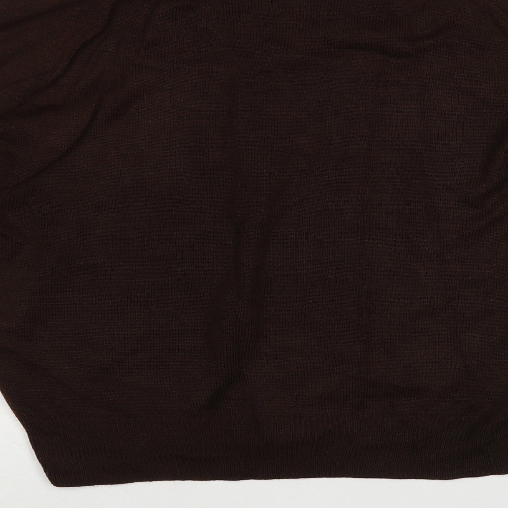Slazenger Womens Brown V-Neck Acrylic Pullover Jumper Size XL