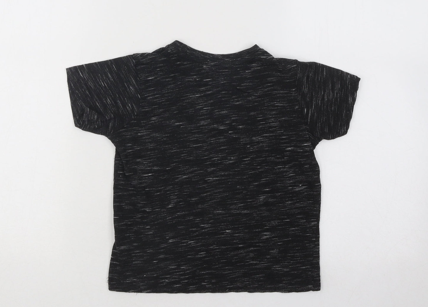 Matalan Boys Black Geometric Polyester Basic T-Shirt Size 4 Years Round Neck Pullover - Here For The Wifi