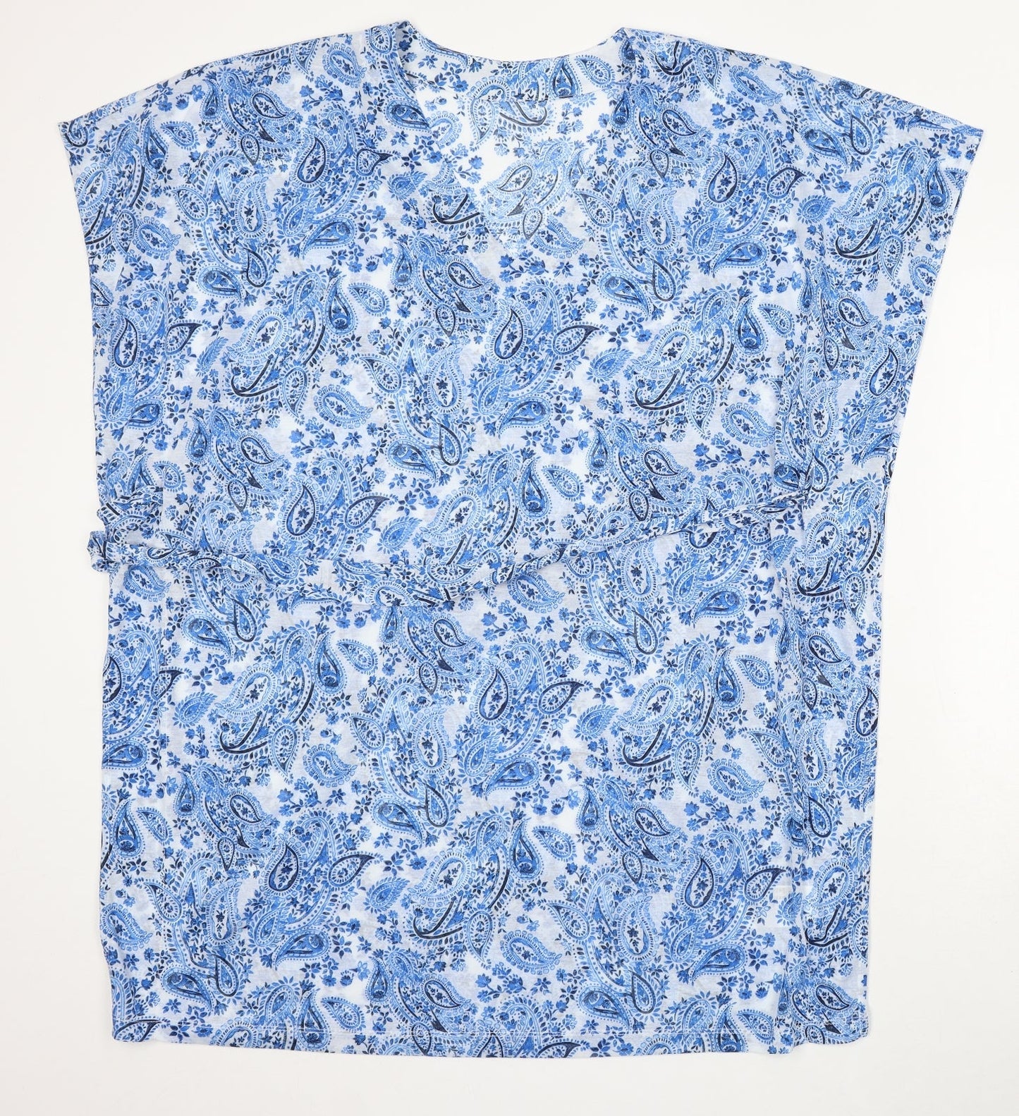 H&M Womens Blue Paisley Viscose Basic Blouse Size M V-Neck