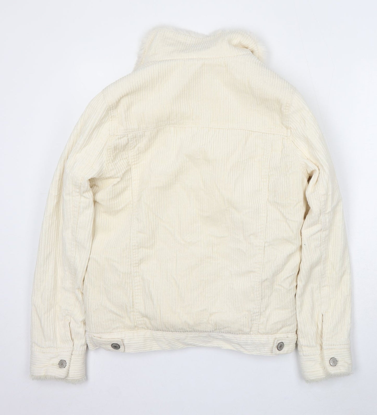 Denim & Co. Womens Ivory Jacket Size 8 Button