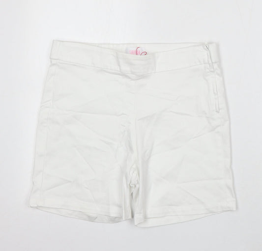 Savioa Womens White Cotton Bermuda Shorts Size 10 L6 in Regular Zip