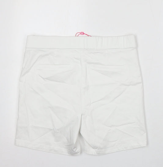 Savioa Womens White Cotton Bermuda Shorts Size 10 L6 in Regular Zip