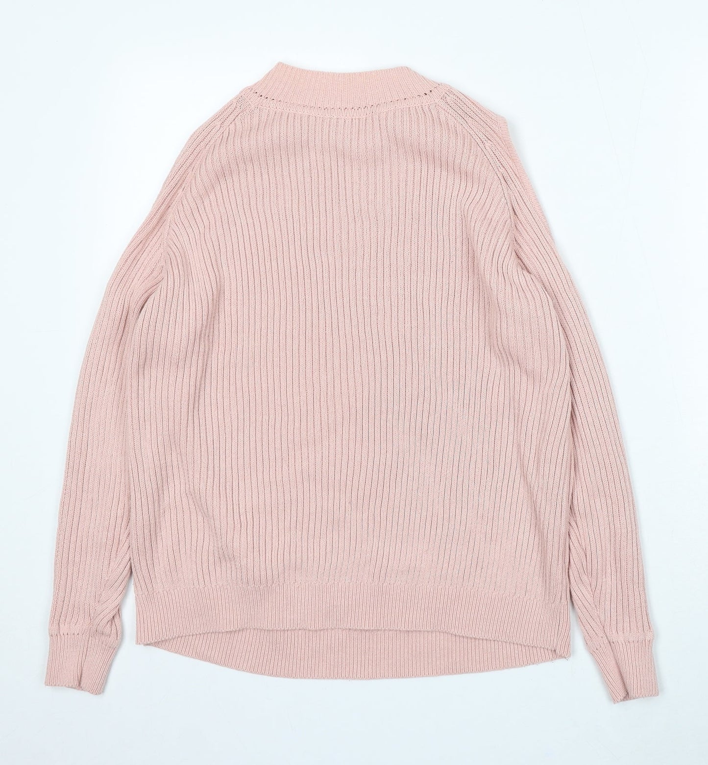 Divided Womens Pink Mock Neck Acrylic Pullover Jumper Size M - Cold Shoulder