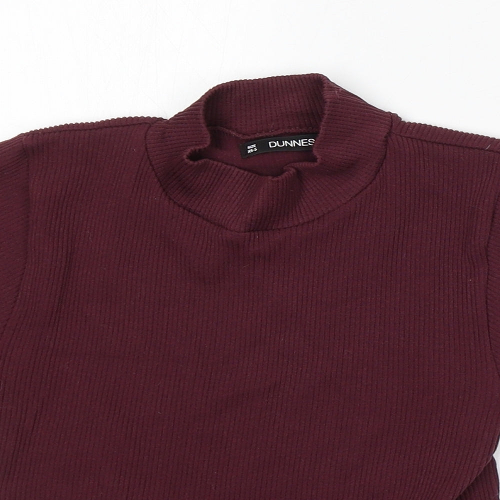 Dunnes Stores Womens Purple Mock Neck Polyester Pullover Jumper Size XS
