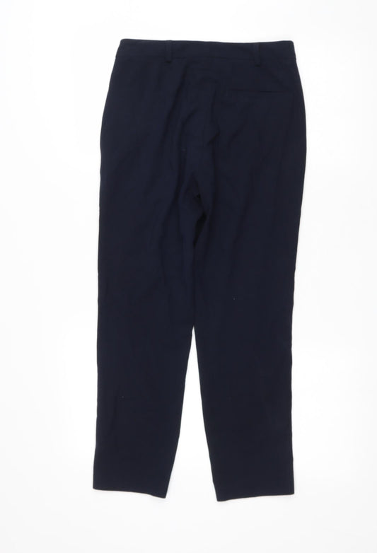 Marks & Spencer Womens Blue Polyester Trousers Size 6 L25.5 in Regular Zip