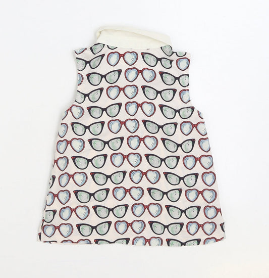 NEXT Girls Multicoloured Geometric Polyester Basic Button-Up Size 6 Years Collared Button - Glasses