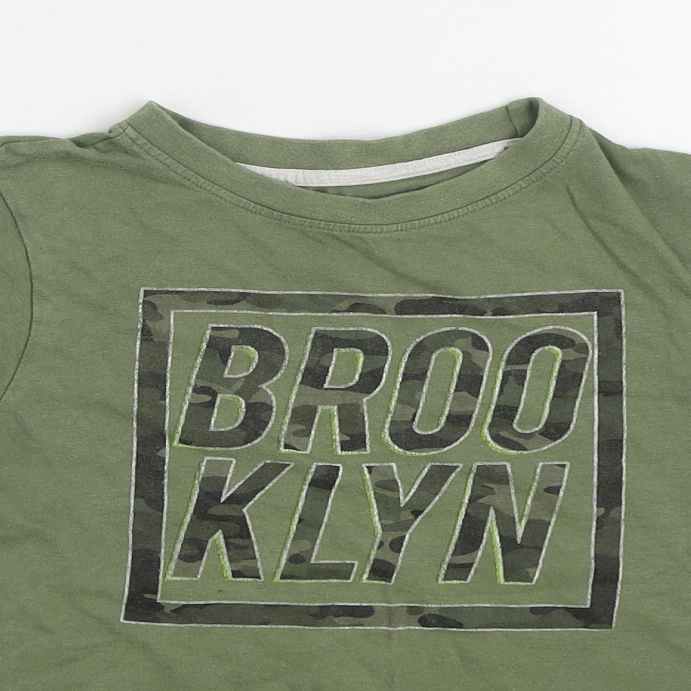 Primark Boys Green 100% Cotton Basic T-Shirt Size 8-9 Years Round Neck Pullover - Brooklyn