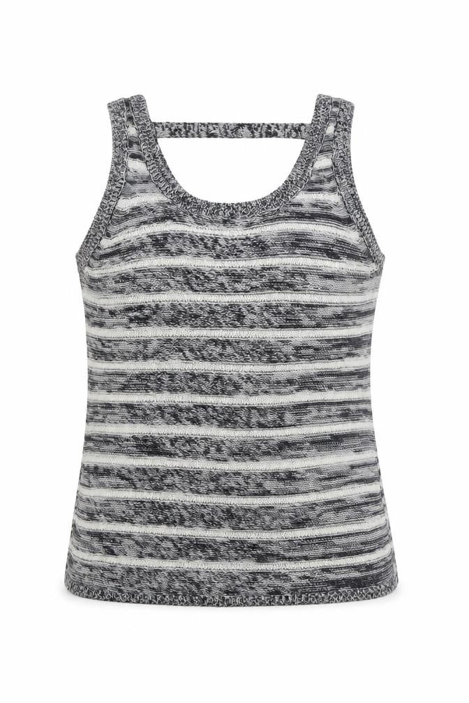 Lottie Loves Womens Grey V-Neck Striped Acrylic Vest Jumper Size 8