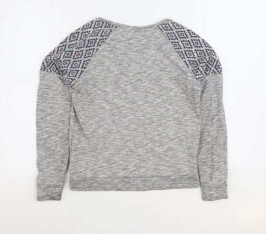 Clockhouse Womens Grey Geometric Cotton Pullover Sweatshirt Size M Pullover - Original