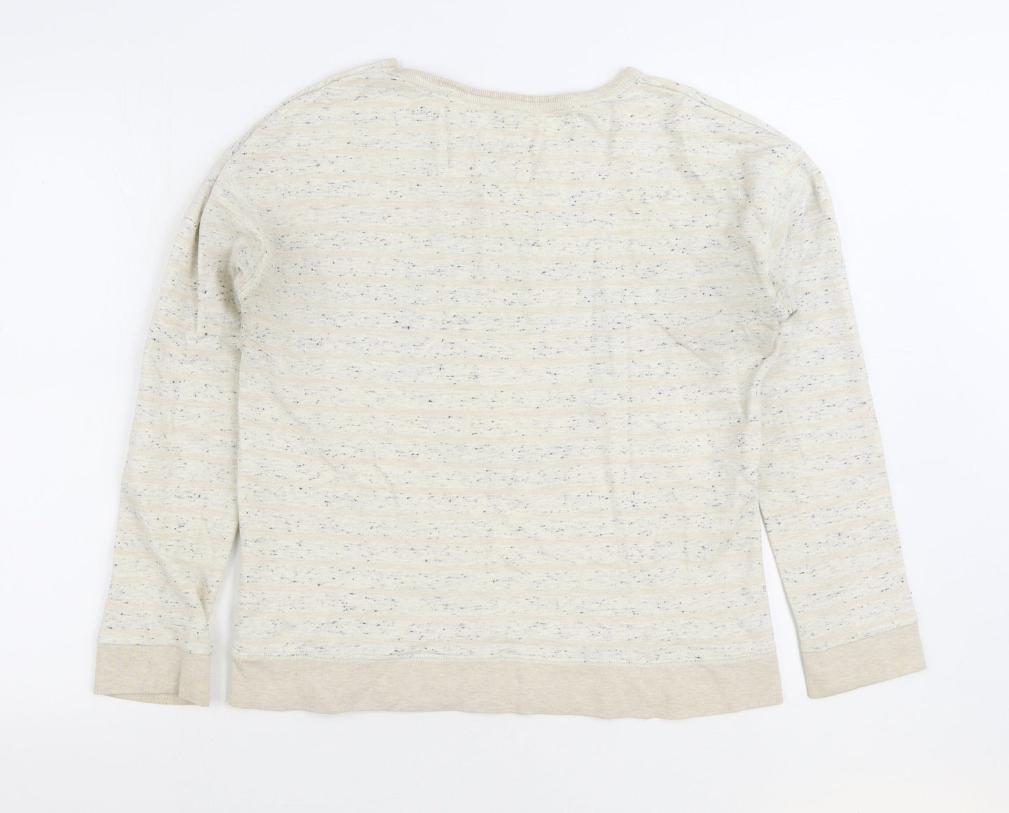 NEXT Womens Beige Striped Cotton Pullover Sweatshirt Size 14 Pullover - Apple