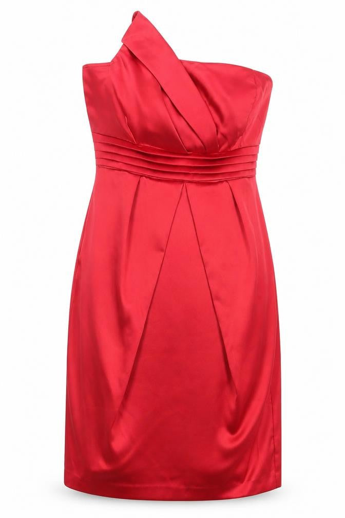 George Womens Red Polyester A-Line Size 12 Off the Shoulder Zip