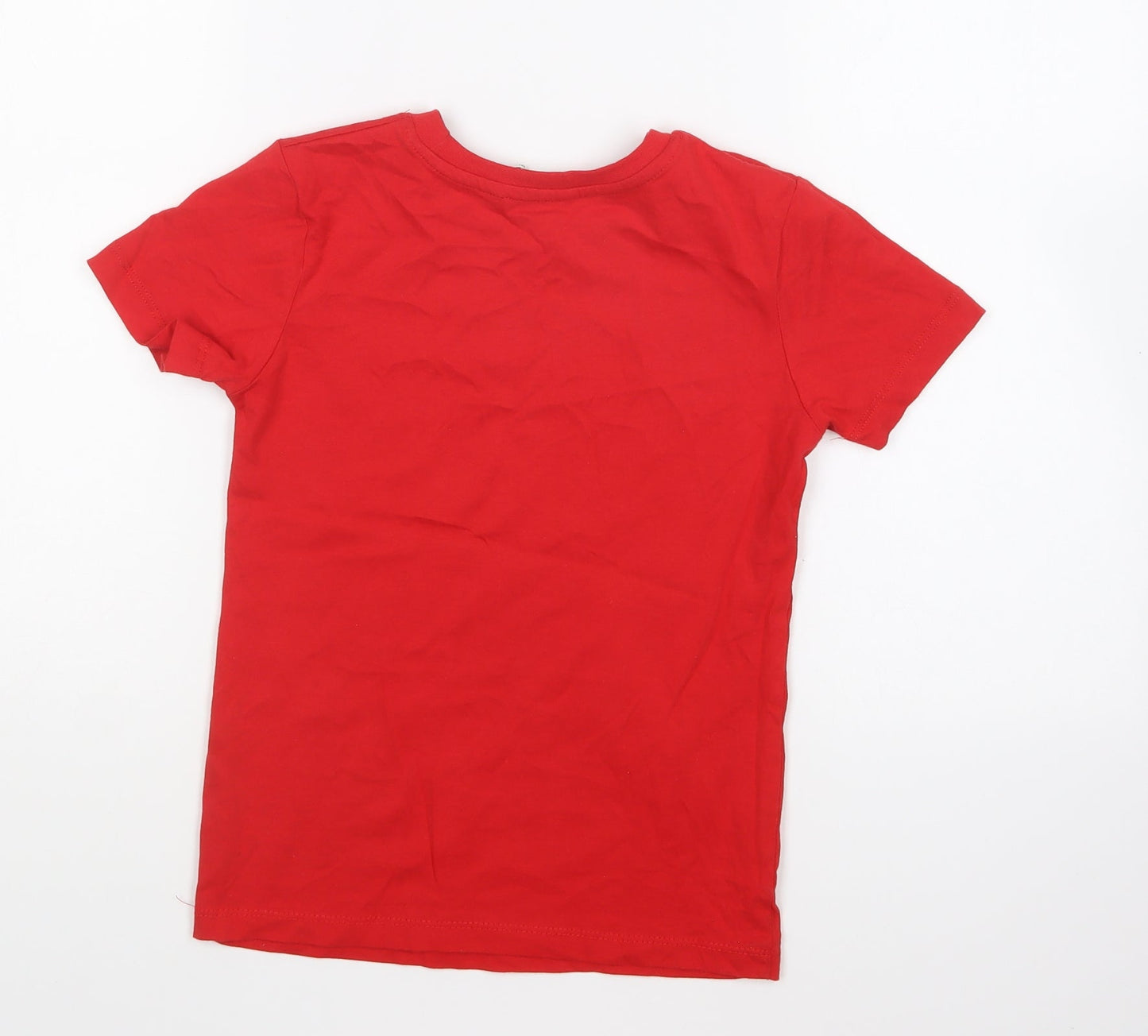 George Boys Red Cotton Basic T-Shirt Size 7-8 Years Round Neck Pullover - Exclusive