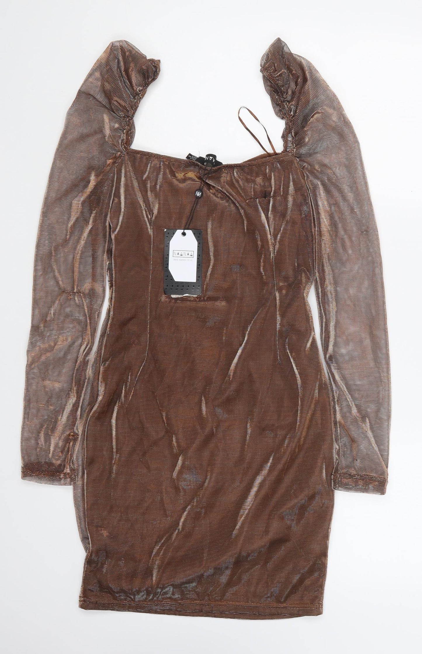 NaaNaa Womens Brown Polyester Bodycon Size 8 Sweetheart Pullover