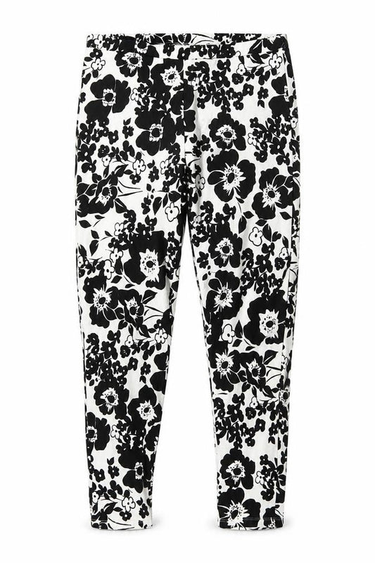 F7F Womens White Floral Viscose Harem Leggings Size 12 L27 in