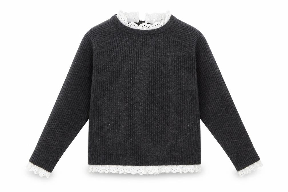 Primark Girls Grey Round Neck Acrylic Pullover Jumper Size 11-12 Years Button