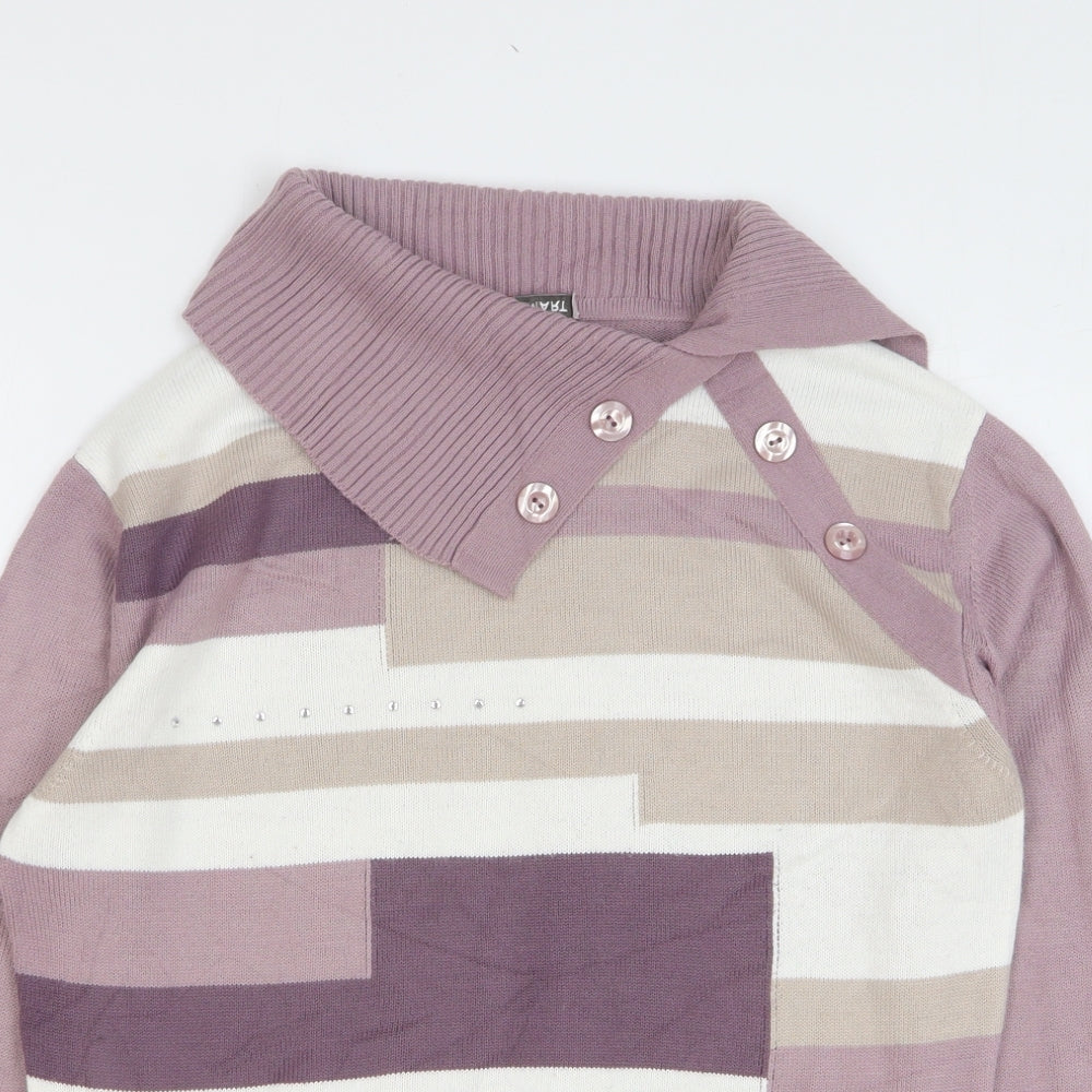 Demart Womens Pink Roll Neck Acrylic Pullover Jumper Size 14