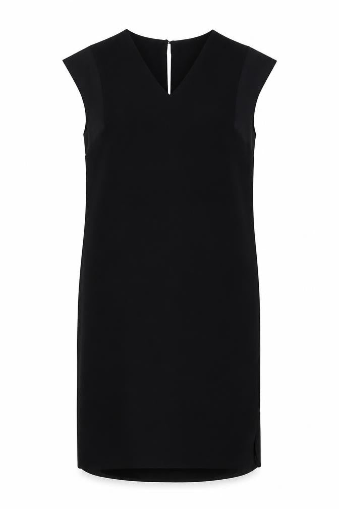 Marks and Spencer Womens Black Polyester Shift Size 10 V-Neck Button